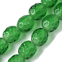 Зеленый Бусы лэмпворк ручной работы, круглые, зелёные, 10.5x10 мм, отверстие : 1.4 мм, около 35 шт / нитка, 10.91'' (27.7 см) ~ 14.96'' (38 см)