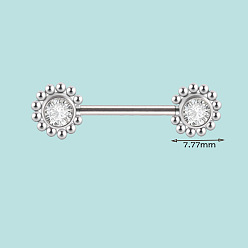 Нержавеющая Сталь Цвет 304 Кольца для сосков из нержавеющей стали с кристаллами и стразами, цвет нержавеющей стали, 7.77 мм