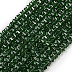 Темно-Зеленый Прозрачные стеклянные бусины, рондель, граненые, темно-зеленый, 5x6x5 мм, отверстие : 1.2 мм, около 98 шт / нитка, 16.54~17.32'' (42~44 см)