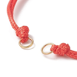 Red Braided Waxed Polyester Cord, with 304 Stainless Steel Jump Rings, for Adjustable Link Bracelet Making, Red, 12-3/8 inch(31.4cm), Hole: 3.6mm