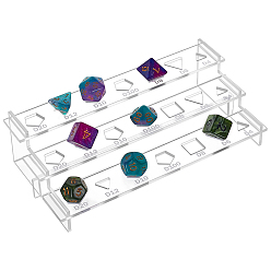 Прозрачный 1 сумка 3-ярусный акриловый органайзер для многогранных игральных костей, подставка для демонстрации и хранения, прозрачные, 18.8x9.15x5.25 см