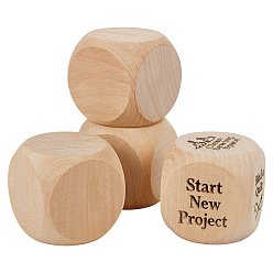 PeachPuff Schima Wood Blank Dice, Unfinished Wood Dice, PeachPuff, 70x70x70mm