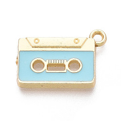 Небесно-голубой Подвески из эмали и сплава, ленточные подвески, золотые, без кадмия, без никеля и без свинца, голубой, 13.5x19.5x2 мм, отверстие : 1.8 мм