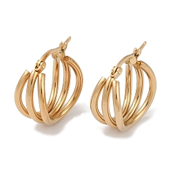 Золотой Ионное покрытие (ip) 201 серьги-кольца из нержавеющей стали, с 304 штифта из нержавеющей стали, золотые, 20.5x10 мм