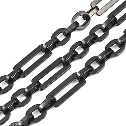 Черный 201 Овальные цепочки из нержавеющей стали с прямоугольными звеньями, ионное покрытие (ip), несварные, с катушкой, чёрные, ссылка: 10.5x8.5x1.5мм и 20.5x8x1.5мм