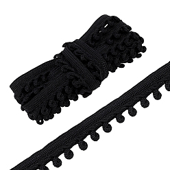 Black 10M Polyester Lace Trim, for Doll Clothes, Sewing Craft Supplies, Black, 3/8 inch(9mm), about 10.94 Yards(10m)/Set