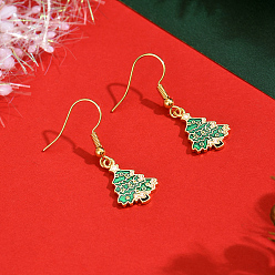 Рождественская елка Латунь болтаться серьги, золотые, рождественская елка, 35.5x12.6 мм