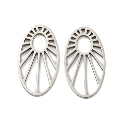 Oval Не тускнеющие 316l подвески из хирургической нержавеющей стали, цвет нержавеющей стали, лазерная резка, овальные с солнцем, 20x11x1 мм, отверстие : 5x4 мм