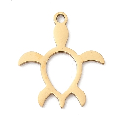 Настоящее золото 18K 201 подвески из нержавеющей стали, черепаховый шарм, лазерная резка, реальный 18 k позолоченный, 18x16x1 мм, отверстие : 1.4 мм