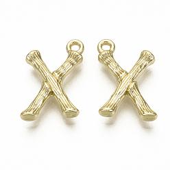 Letter X Подвески из сплава , без кадмия, без никеля и без свинца, бамбуковая буквица, реальный 18 k позолоченный, letter.x, x: 16.5x11x3 мм, отверстие : 1.5 мм