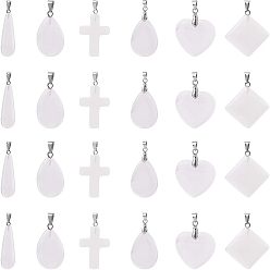 Opalite Opalite Pendants, with Iron and Brass Bails, Mixed Shapes, 24pcs/box