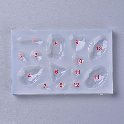 White Food Grade Silicone Molds, Resin Casting Molds, For UV Resin, Epoxy Resin Jewelry Making, Mixed Shapes, White, 62x98x7mm