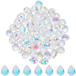 Clear AB 72Pcs Electroplated Glass Beads, Teardrop Charms, Top Drilled, Faceted, Clear AB, 13x9.5mm, Hole: 1.2mm