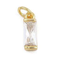 Настоящее золото 18K Латунь с кубическим цирконием подвеской, прямоугольник амулеты, с целью перехода в кольце, стойки покрытие, долговечный, без свинца и без кадмия, реальный 18 k позолоченный, 12x4x3.5 мм, отверстие : 3.5 мм