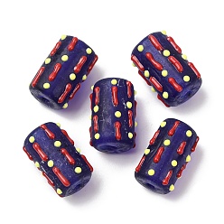 Синий Эмалевые бусины ручной работы в технике лэмпворк, бусины ручной работы, ухабистая колонна, синие, 18.5~19.5x13~15.5 мм, отверстие : 2 мм