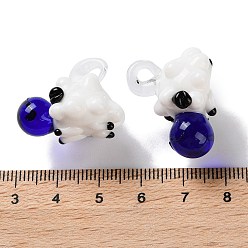 Bleu Foncé Pendentifs au chalumeau faits à la main, moutons, bleu foncé, 23x20x23mm, Trou: 3.5x2.5mm
