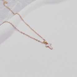 Letter T Ожерелья с подвесками из сплава и белой эмали, золотые, Письмо T, 17.72 дюйм (45 см)