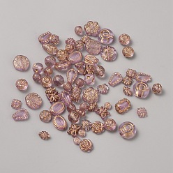 Flamingo Transparent Acrylic Beads, Metal Enlaced, Mixed Shapes, Flamingo, 10~28x11~13x8~12mm, Hole: 1.5~2.5mm, about 48pcs/bag