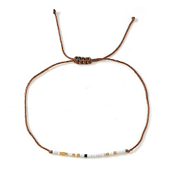 Седло Коричневый Стеклянные бусины плетеные браслеты из бисера, Регулируемые браслеты из плетеного нейлонового шнура для женщин, колонка, седло коричневый, 11.02 дюйм (28 см)