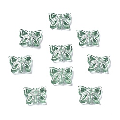 Sea Green Plating Transparent Acrylic Beads, Metal Enlaced, Butterfly, Sea Green, 11x14.5x5mm, Hole: 1.8mm, about 740pcs/500g