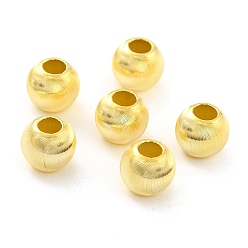 Golden 925 Sterling Silver Beads, Cat Eye Beads, Round, Corrugated Style Beads, Golden, 7mm, Hole: 3mm, 43pcs/10g