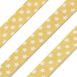 Золотистый 5м лента из хлопка и льна с принтом в виде звезд, аксессуары для одежды, золотые, 3/8 дюйм (10 мм), около 5.47 ярдов (5 м) / рулон