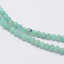 Amazonite Natural Amazonite Beads Strands, Round, Faceted, 2x1.5mm, Hole: 0.5mm, about 261pcs/strand, 15.7 inch(40cm)