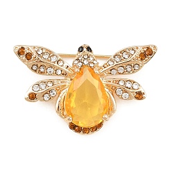 Doré  Broches en alliage et strass pour vêtements de sac à dos, abeilles, or, 21x33mm