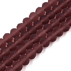 Кокосово-Коричневый Прозрачные стеклянные бусины, граненые, матовые, рондель, кокосового коричневый, 6x4.5 мм, отверстие : 1.4 мм, около 80~85 шт / нитка, 38~40 см