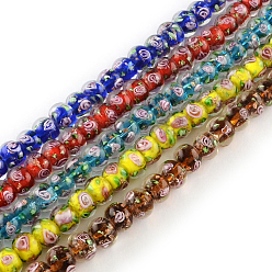 Mixed Color Handmade Rondelle Gold Sand Inner Flower Lampwork Beads, Mixed Color, 10~11x8mm, Hole: 1.5~2mm
