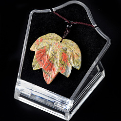 Унакит Ожерелья с подвесками из натурального унакита, лист, 14.96 дюйм (38 см)