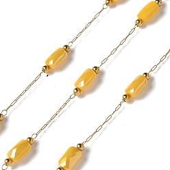 (932FM) Темно-синий аква-матовый с подкладкой 316 хирургические звенья из нержавеющей стали, со стальными и стеклянными бусинами, пайки, реальный 18 k позолоченный, темно-золотистые, 2.5x1x0.5 мм, около 16.40 футов (5 м) / рулон