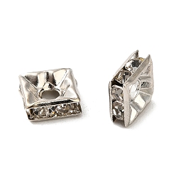 Кристалл Латунные бусины разделители для поставки стразов, без кадмия и без свинца, квадратный, кристалл, 6x6x2.5 мм, отверстие : 1.8 мм