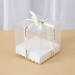 White Square Transparent Plastic Packaging Box, for Candle Packaging Gift Box, White, 8x8x8cm