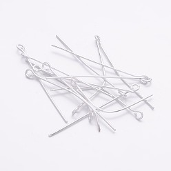 Серебро Железный штифт, без кадмия и без свинца, серебряные, 35x0.7 мм, отверстие : 2 мм, Около 7000 шт / 1000 г