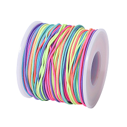 Разноцветный Сегментированный окрашенный круглый полиэстеровый эластичный шнур, с катушкой, красочный, 1 мм, около 54.68 ярдов (50 м) / рулон