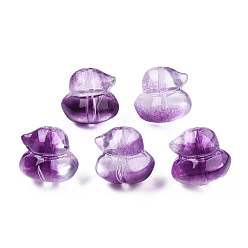 Lila Transparente sprühlackierte Glasperlen, Ente, lila, 11.5x12x10.5 mm, Bohrung: 1 mm