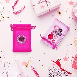 Фуксиновый Прямоугольные подарочные пакеты из органзы с кулиской, мешочки для хранения конфет с принтом и надписью «спасибо», красно-фиолетовые, 15x10 см