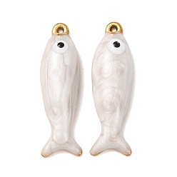 Белый Дым 304 подвески из нержавеющей стали, с эмалью, рыбы прелести, реальный 18 k позолоченный, ионное покрытие (ip), серый, 28x8x5 мм, отверстие : 1.6 мм