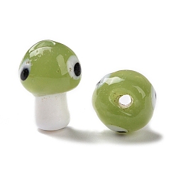 Medium Sea Green Handmade Evil Eye Lampwork Beads, Mushroom Shape, Medium Sea Green, 16.5~18x11.5~13x11.5~13mm, Hole: 1.6~2mm
