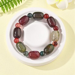 Натуральный Агат Натуральный агат бисера браслеты простирания, окрашенная и подогревом, баррель, внутренний диаметр: 2-1/4 дюйм (5.8 см)