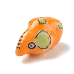 Elephant Handmade Porcelain Beads, Animal Theme, Hand Painted, Famille Rose Porcelain, Orange, Elephant, 11x9.5x19mm, Hole: 1.4~1.6mm