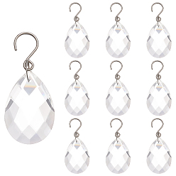 Clear 10Pcs Glass Pendant Decorations, for Wedding Party Decor, Teardrop, Clear, 62.5mm
