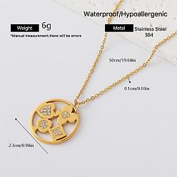 Golden 304 Stainless Steel Crystal Rhinestone Pendant Necklaces for Women, Golden, 19.69 inch(50cm)