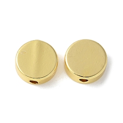 Настоящее золото 18K Латунные бусины, стойки покрытие, без свинца и без кадмия, плоско-круглые, реальный 18 k позолоченный, 8x3.3 мм, отверстие : 1.5 мм