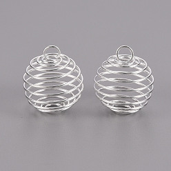 Серебро Подвески железной проволоки, спиральные подвески из бисера, круглые, серебряные, 21x24~26 мм, отверстие : 5 мм
