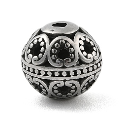 Античное Серебро 304 из нержавеющей стали бусы, круглые, античное серебро, 10.5x9.5 мм, отверстие : 1.8 мм