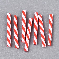 Красный Ручной полимерной глины ногтей декоративные аксессуары, колонка, красные, 19~23x1.5~3 мм