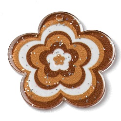 Перу Акриловые подвески с блестками, цветок, Перу, 30.5x31.5x1.8 мм, отверстие : 1.8 мм