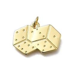 Настоящее золото 18K Латунные подвески, игральная кость, без кадмия и без свинца, стойки покрытие, долговечный, с целью перехода в кольце, реальный 18 k позолоченный, 14x20x1.5 мм, отверстие : 3.4 мм
